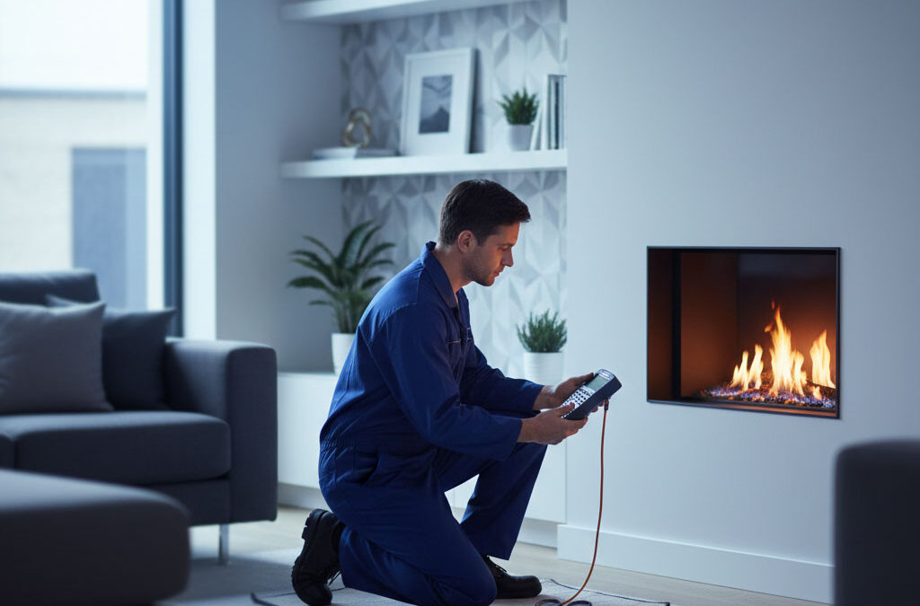 gas-safe-engineer-checking-modern-gas-fire-in-uk-living-room
